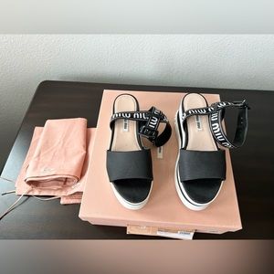 MIU MIU Black and White Platform Sandals size 5 Sold